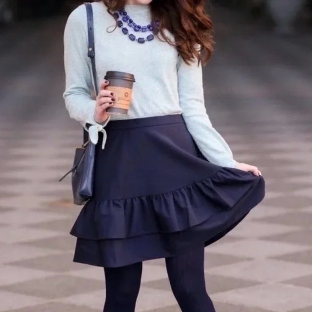 J. Crew Wool Flannel Ruffle Skirt NWT